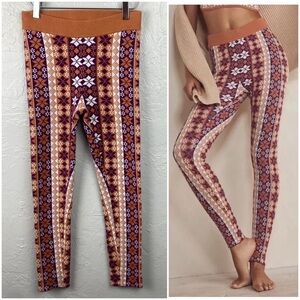Free People Away With Me Purple/Brown Fair Isle Knit Legging L